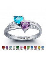 Sterling Silver Personalized Birthstone Ring, Engrave wrap ring JEWJORI101781